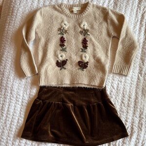 Chelsea & Violet Cream Knit Sweater and GB girls skirt